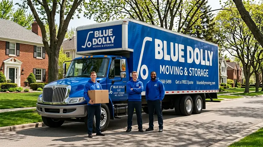 Blue Dolly movers loading a truck with flexible 0% financing available in Minnesota